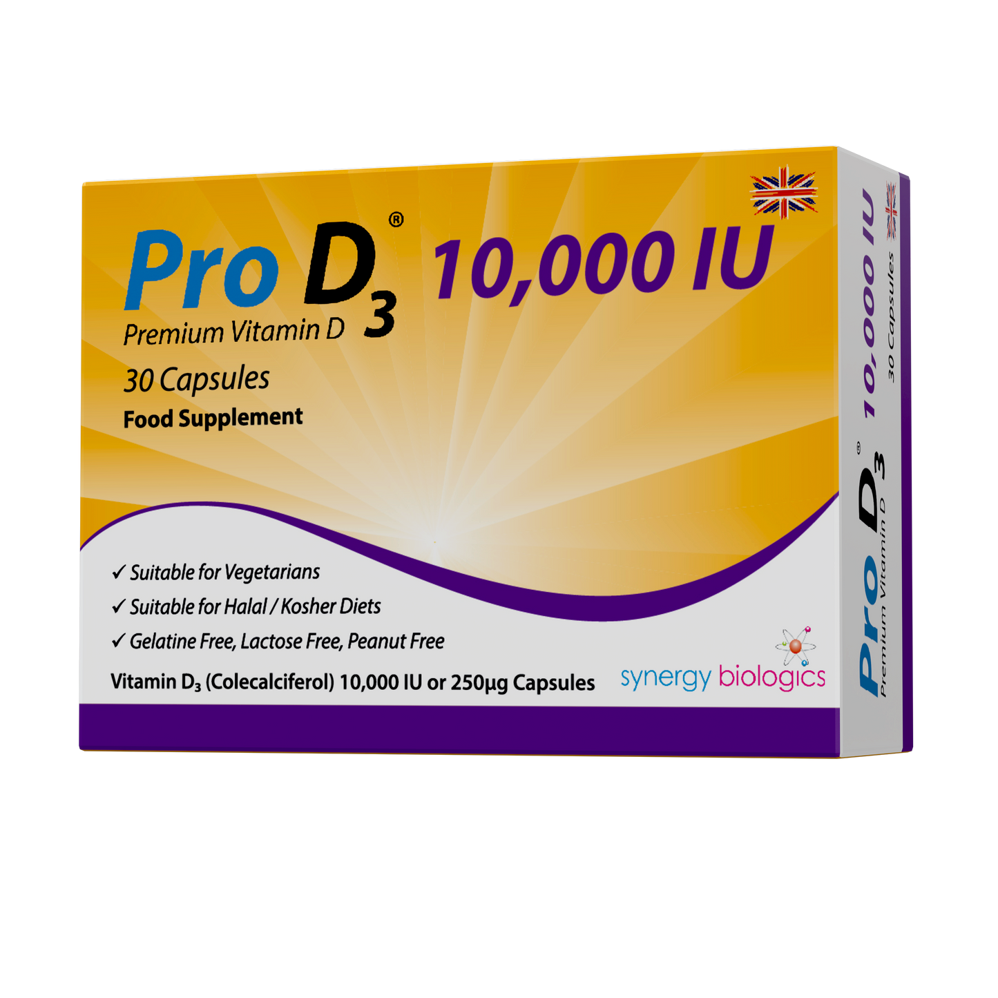 Pro D3 10,000 IU Weekly Vitamin D3 Capsules - High-Potency UK Supplements for Immune Support and Wellbeing